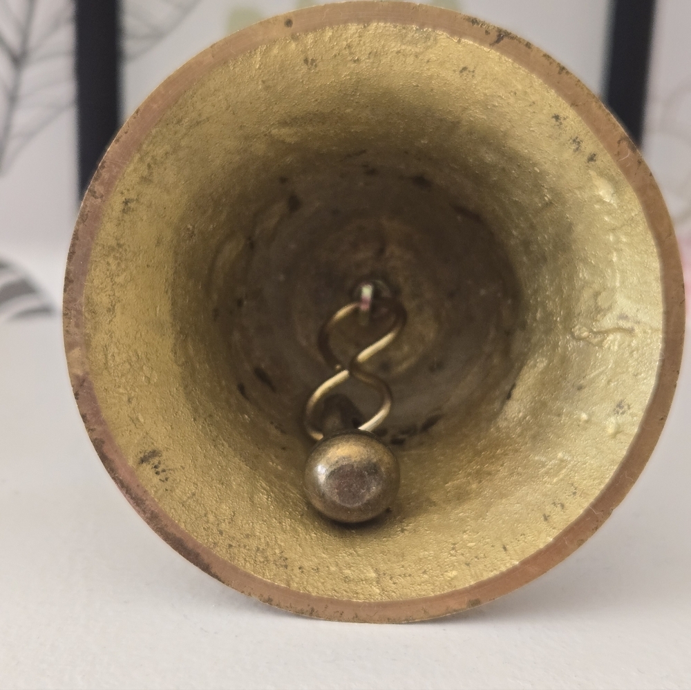 Vintage Solid Brass Dancing Teddy Bear Hand Bell | Whimsical Nursery Decor - Picture 2 of 7